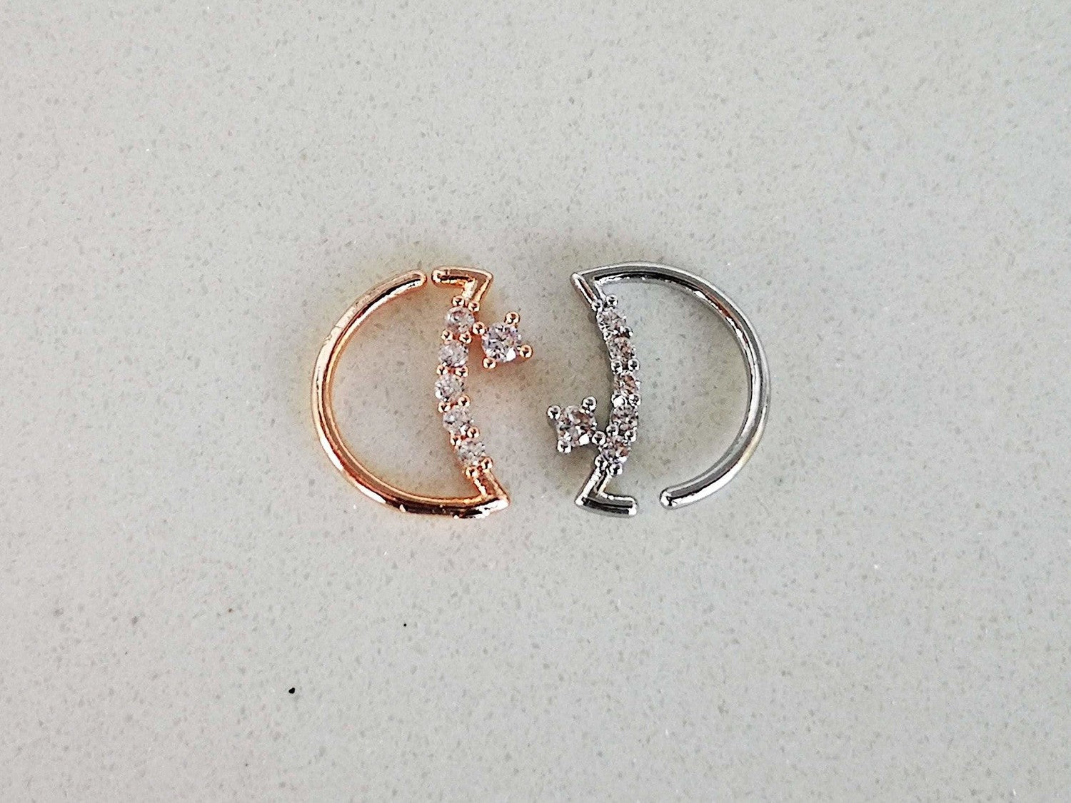 Set of 2 Moon Shaped Daith Earrings