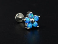 Thumbnail for Set of 3 Dainty Flower Stud Earrings with 5 Opal Gemstones