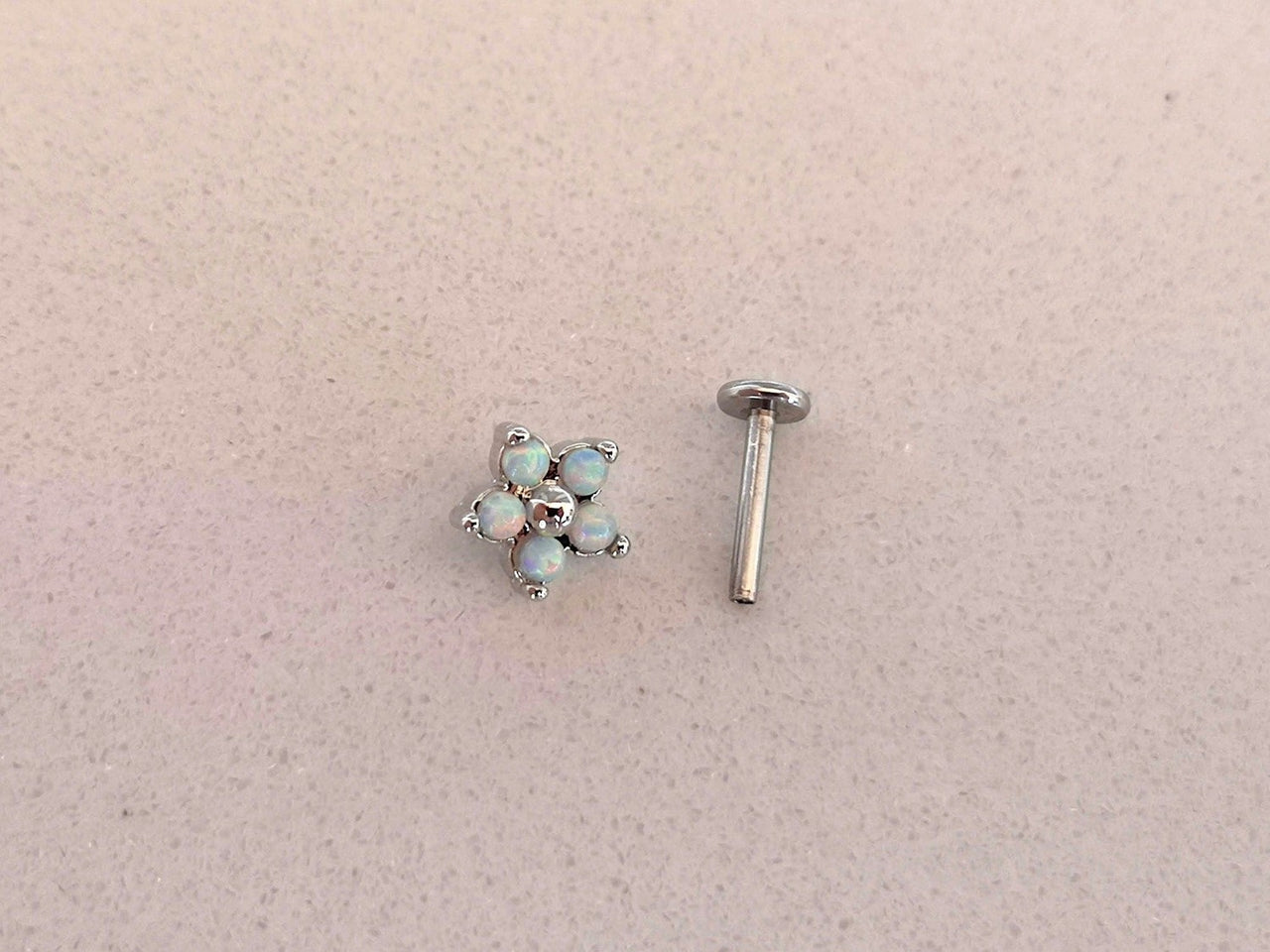 Set of 3 Dainty Flower Stud Earrings with 5 Opal Gemstones