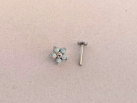 Thumbnail for Set of 3 Dainty Flower Stud Earrings with 5 Opal Gemstones