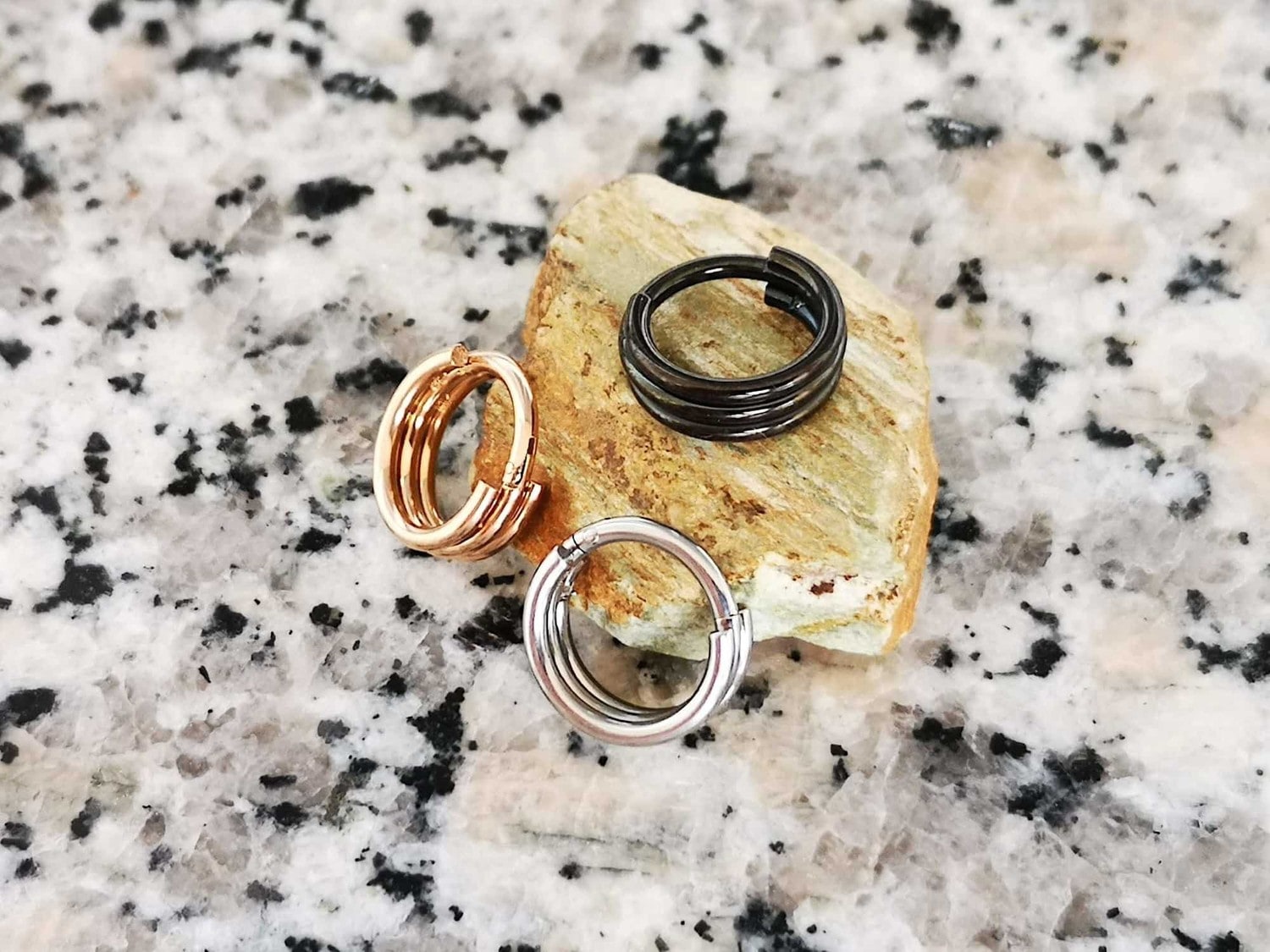 Set of 3 Triple Hoop Clicker Rings