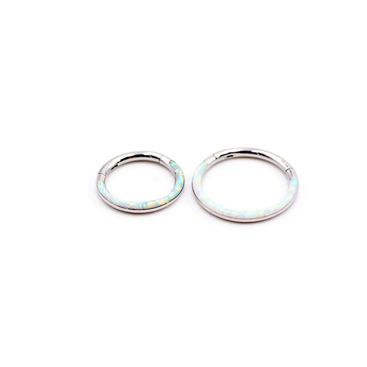 Set of 4 Opal Lined Hinged Septum Clicker Rings