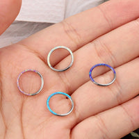 Thumbnail for Set of 4 Opal Lined Hinged Septum Clicker Rings