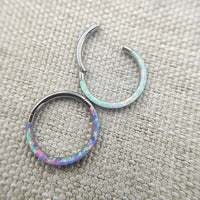 Thumbnail for Set of 4 Opal Lined Hinged Septum Clicker Rings