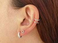 Thumbnail for Shiny Sterling Silver Earrings with 2 Rows of CZ Crystals