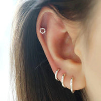 Thumbnail for Silver CZ Circle Stud Earrings