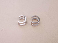 Thumbnail for Silver Double Huggie Ear Cuffs with CZ Crystals