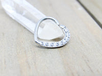 Thumbnail for Silver Heart Shaped Daith Earring with Cubic Zirconia Crystals