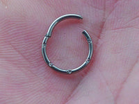 Thumbnail for Silver Hinged Hoop Ring with 5 Flush Set Petite Crystals