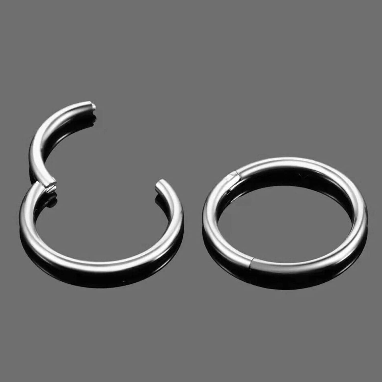 Silver Hinged Segment Nose Hoop Ring