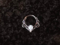 Thumbnail for Silver Lace Septum Clicker Ring with White Opal - 15% OFF