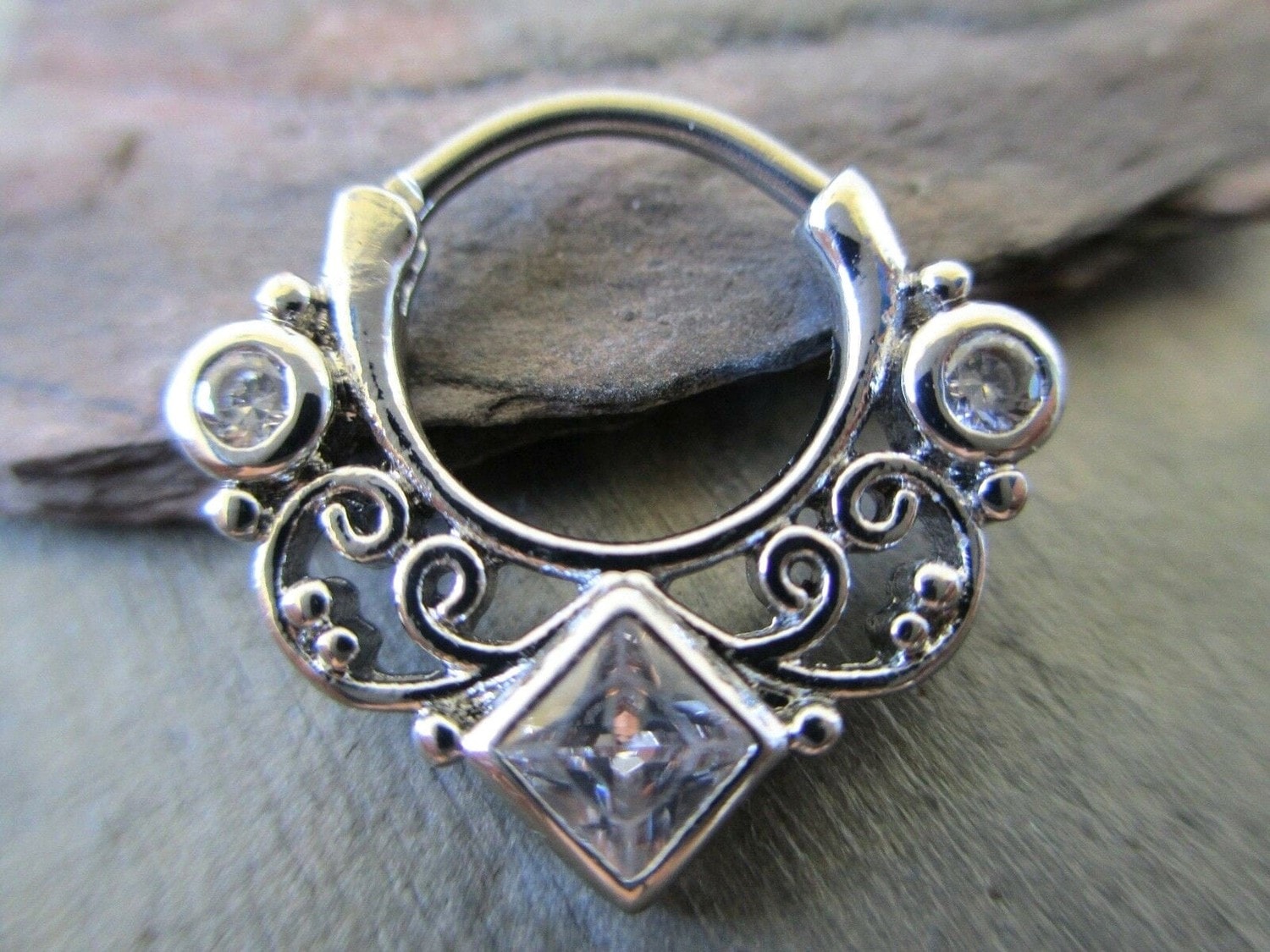 Silver Lace Swirl Statement Septum Clicker Ring