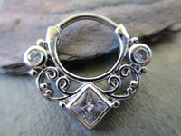 Thumbnail for Silver Lace Swirl Statement Septum Clicker Ring