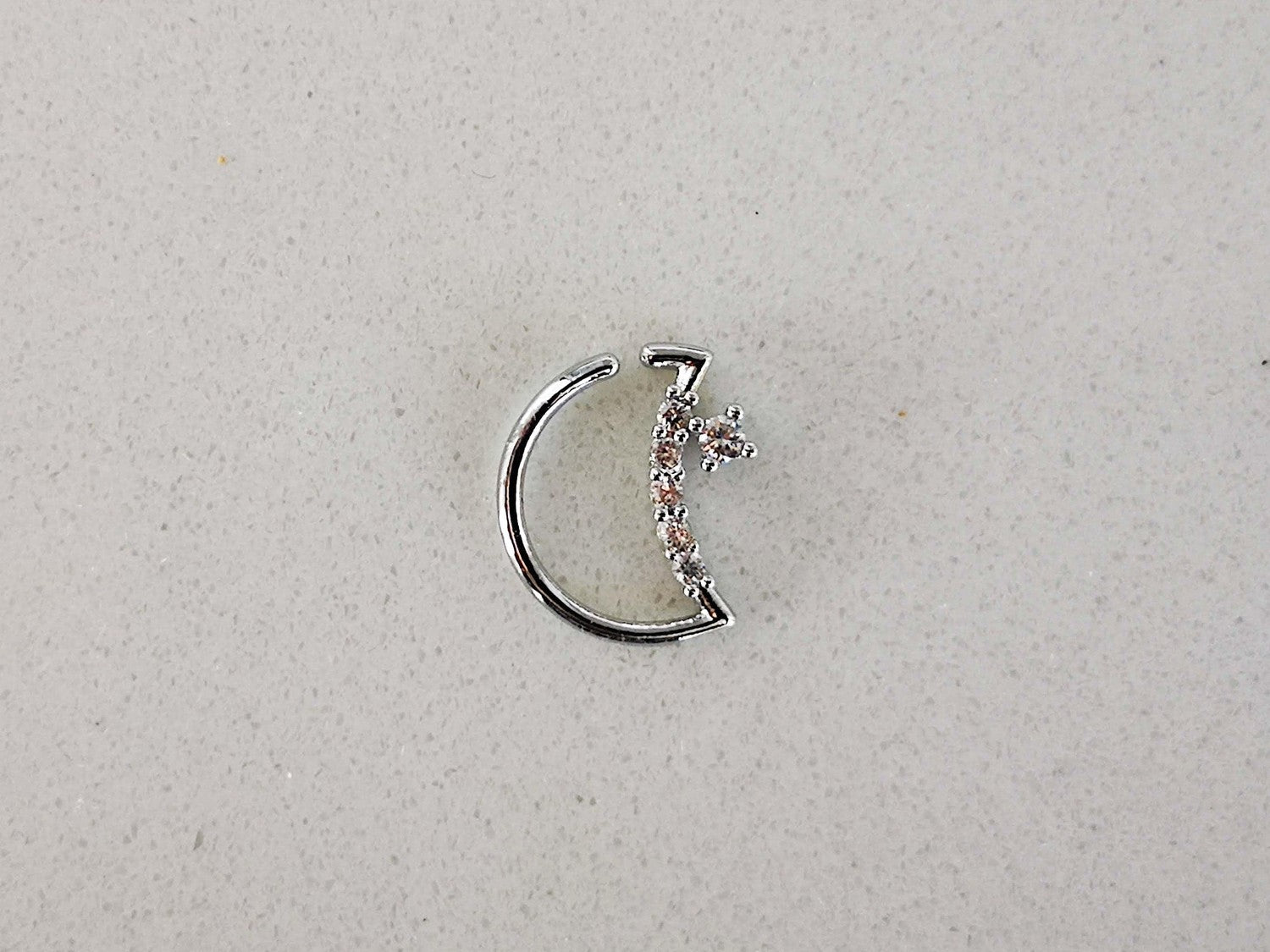 Silver Moon Shaped Daith Earring