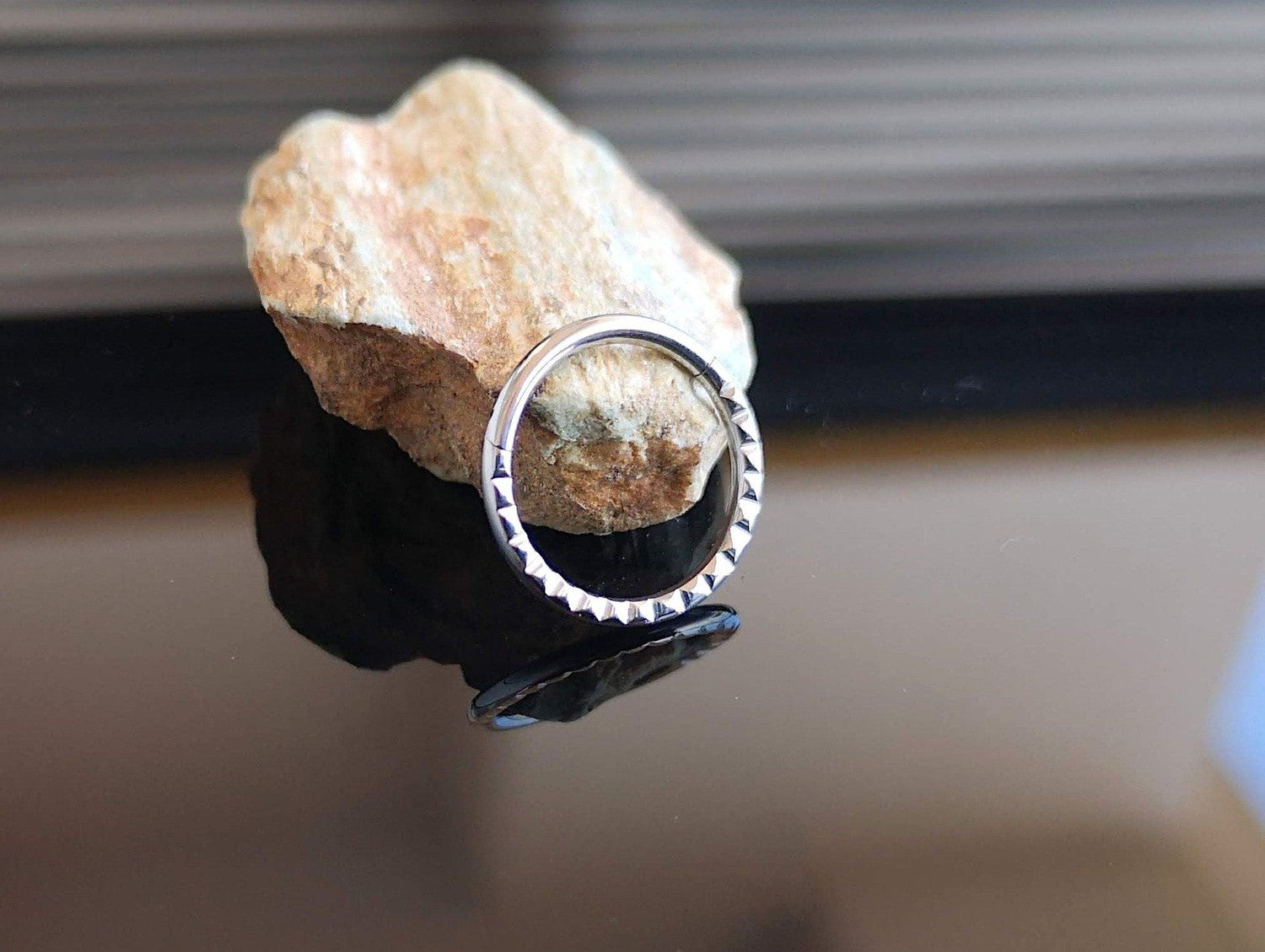 Silver Pyramid Studded Hinged Septum Ring