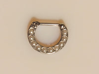 Thumbnail for Silver Septum Clicker Ring with White Pearls