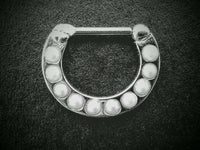 Thumbnail for Silver Septum Clicker Ring with White Pearls