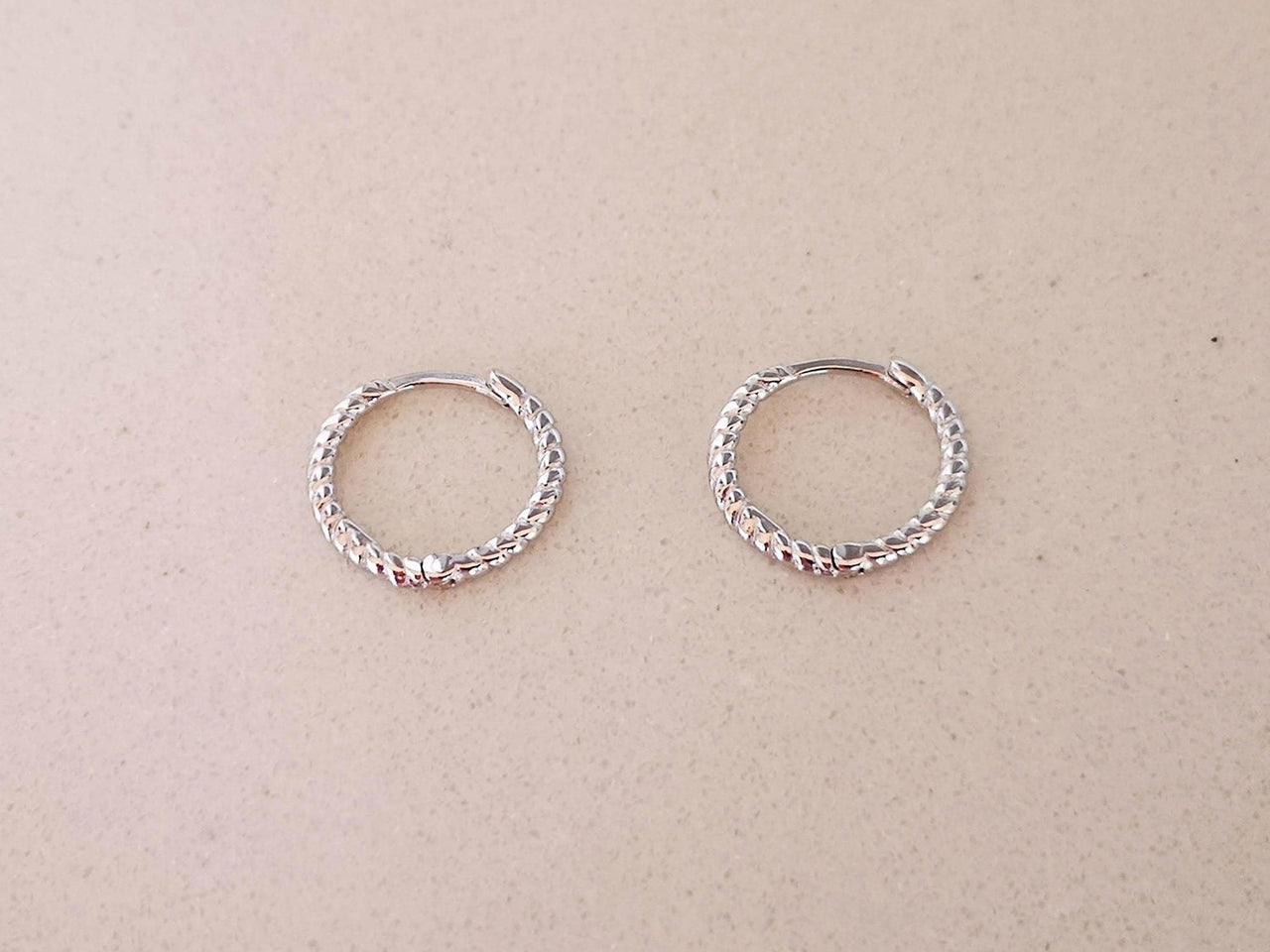 Silver Small Twisted Rope Hinged Hoop Earrings