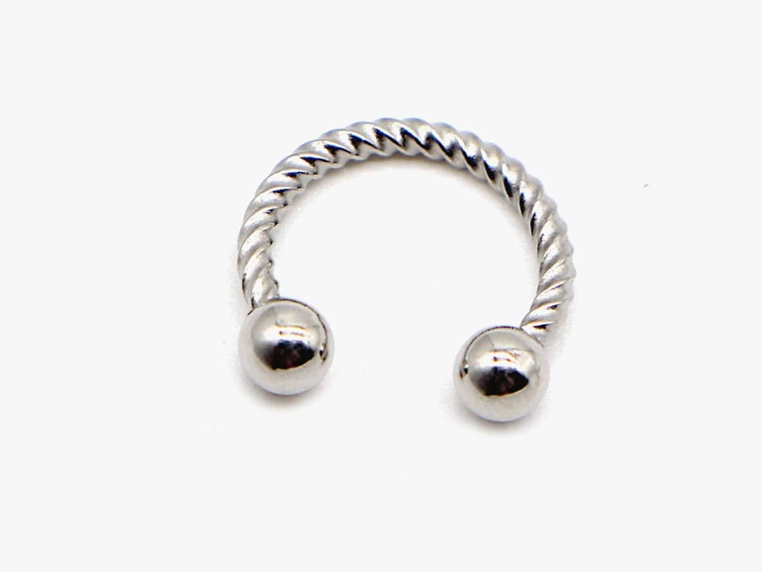 Silver Twisted Steel Faux Septum Hoop