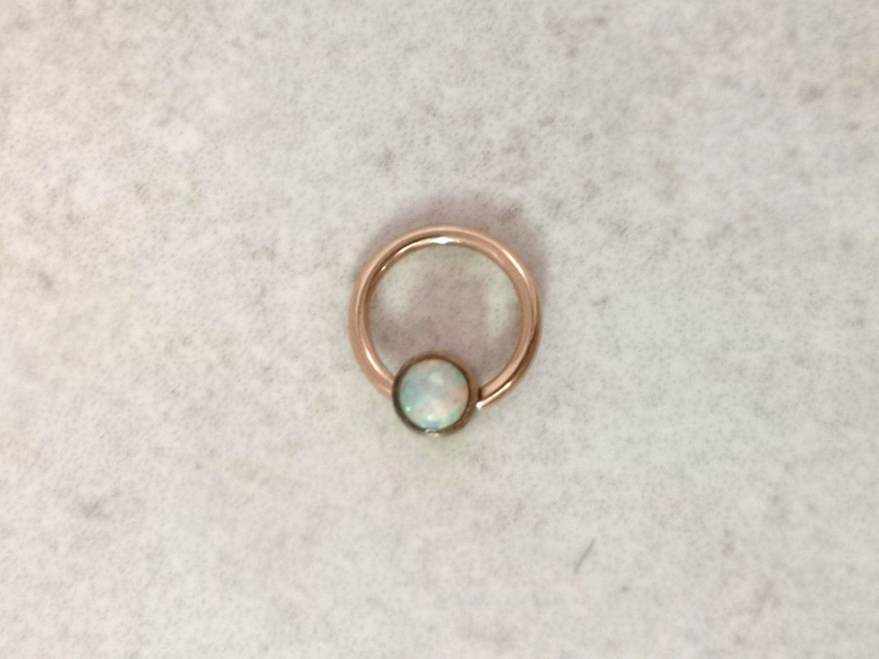 Small Captive Bead Ring with White Opal