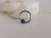 Thumbnail for Small Captive Bead Ring with a Dark Blue Opal Ball