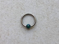 Thumbnail for Small Captive Bead Ring with a Dark Blue Opal Ball