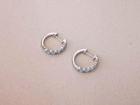 Thumbnail for Small Silver Hoop Earrings with Turquoise Stones