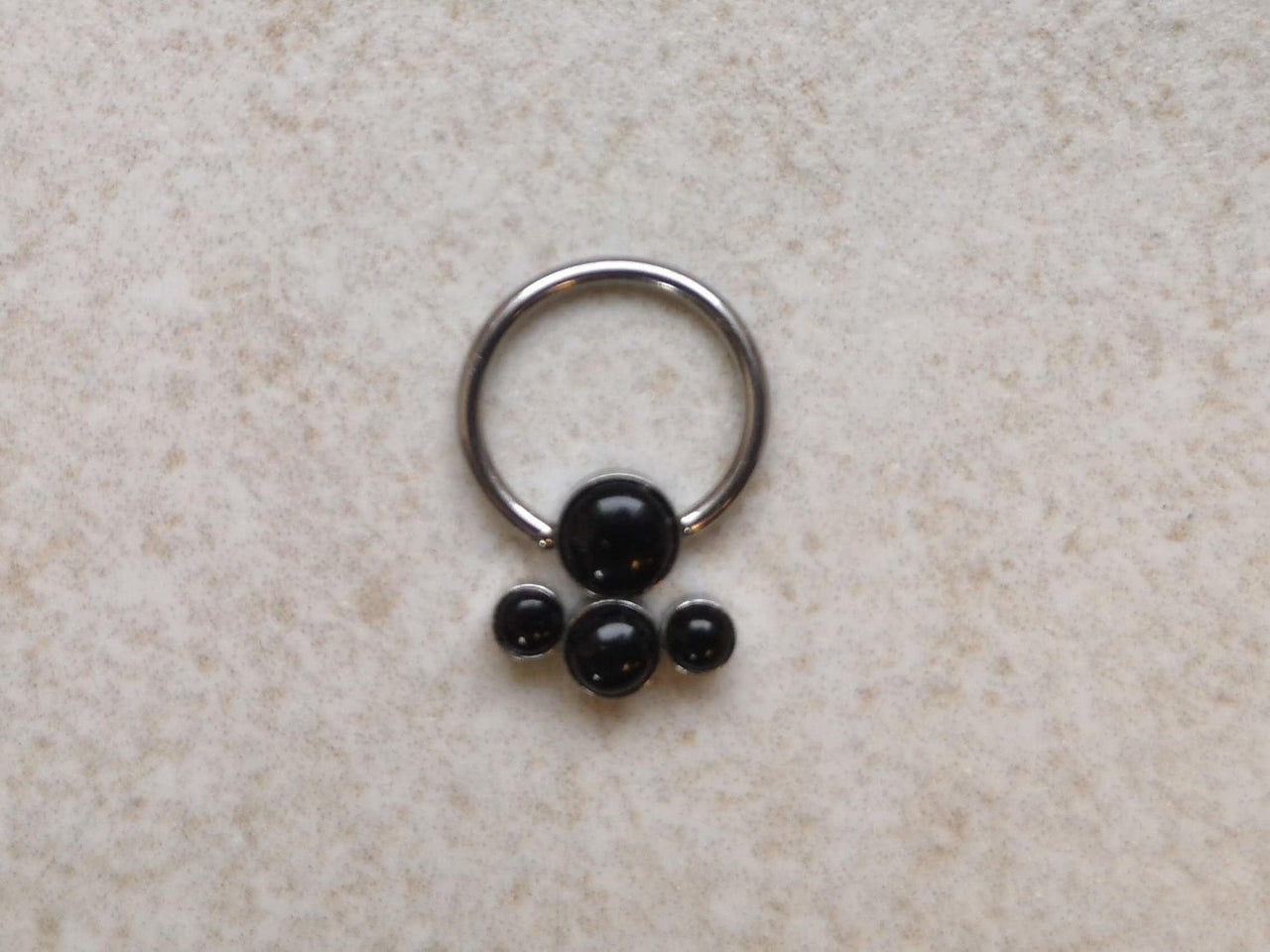 Statement Daith Earring with 4 Black Onyx Stones