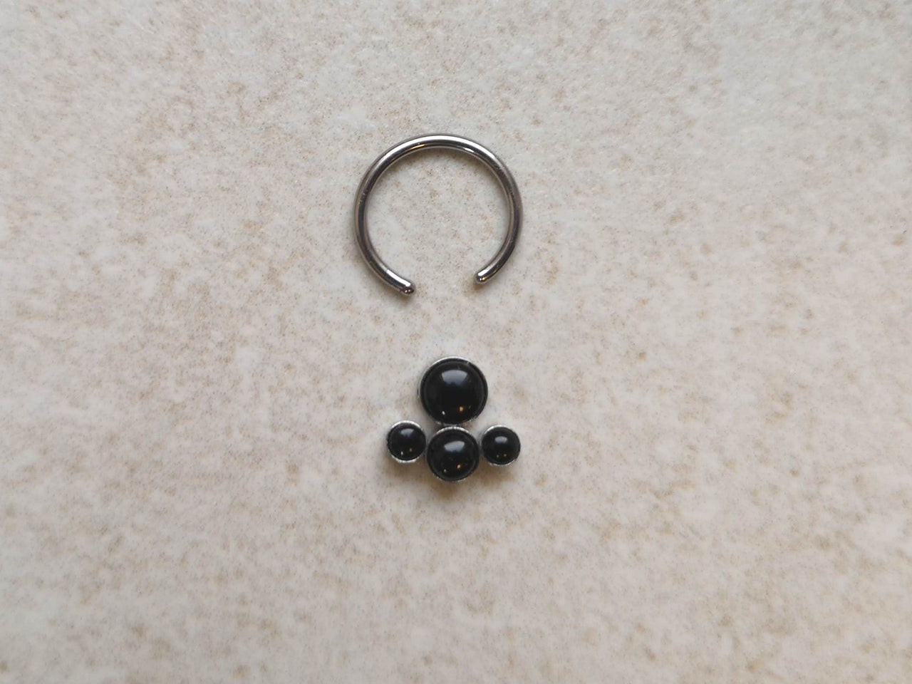 Statement Daith Earring with 4 Black Onyx Stones