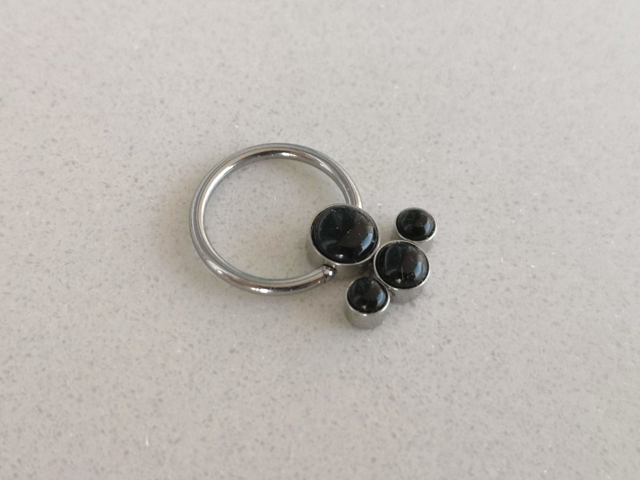 Statement Daith Earring with 4 Black Onyx Stones