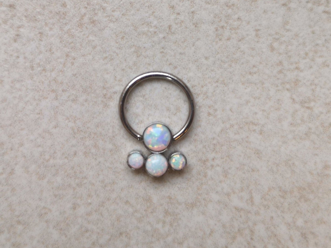 Statement Daith Earring with 4 White Opal Stones