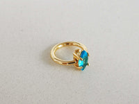 Thumbnail for Summer Design Gold Captive Bead Ring with Blue Crystal