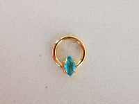 Thumbnail for Summer Design Gold Captive Bead Ring with Blue Crystal