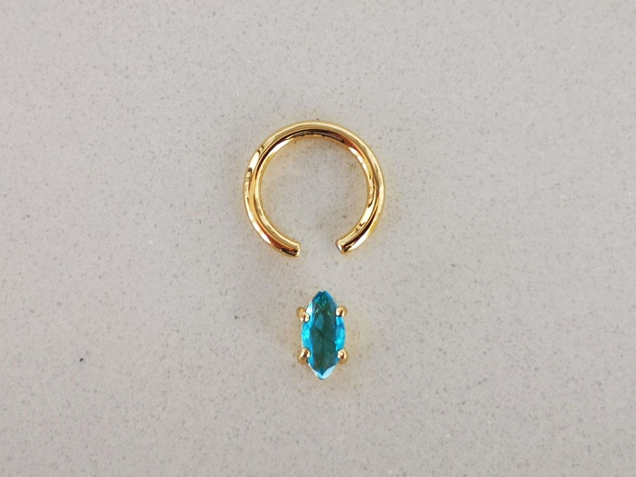 Summer Design Gold Captive Bead Ring with Blue Crystal