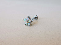 Thumbnail for White Dainty Flower Stud Earring with 5 Opal Gemstones