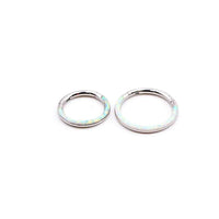 Thumbnail for White Opal Lined Hinged Septum Clicker Ring