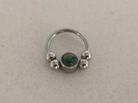 Thumbnail for 2 in 1 Silver Captive Bead Ring with Black Opal