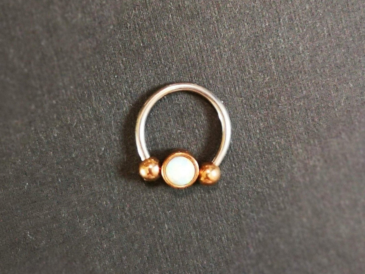 2 in 1 Captive Bead Ring with White Opal