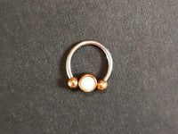 Thumbnail for 2 in 1 Captive Bead Ring with White Opal