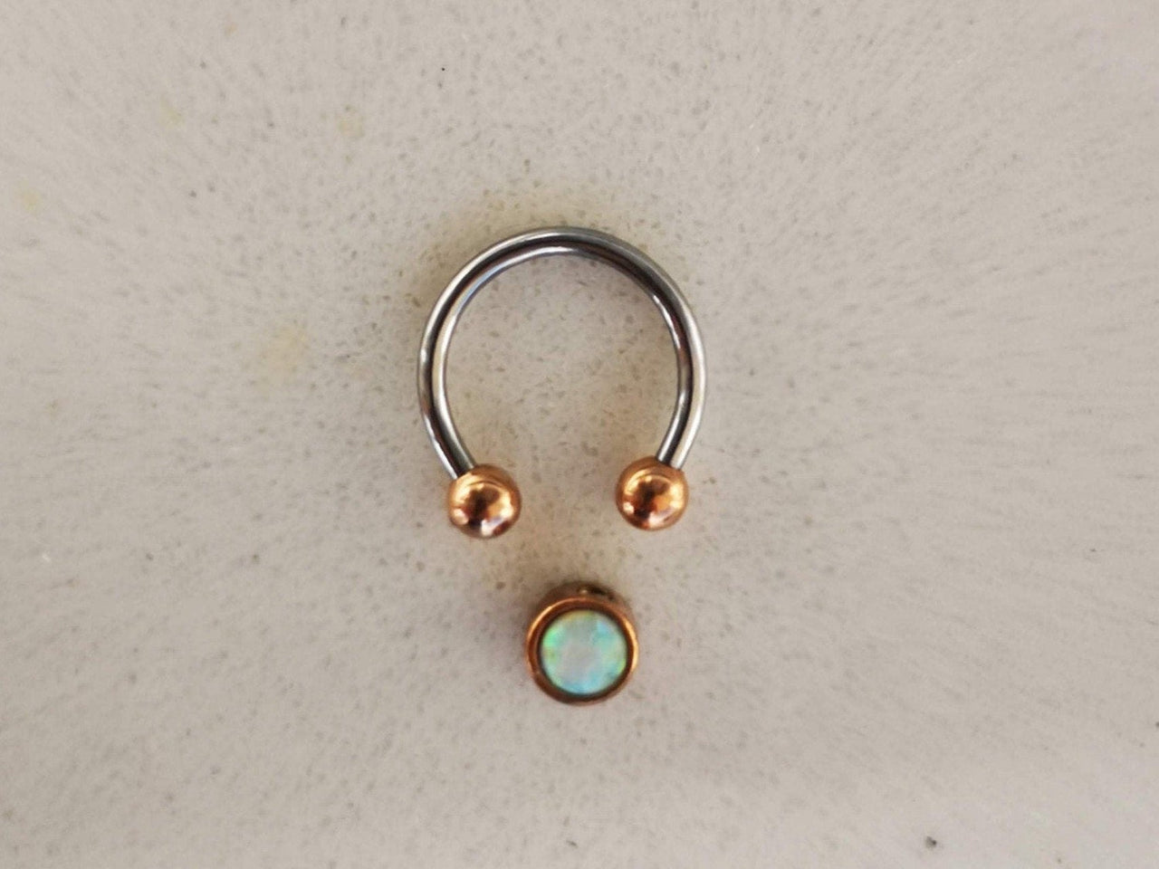 2 in 1 Captive Bead Ring with White Opal