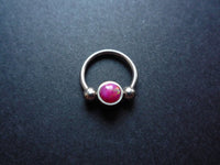 Thumbnail for 2 in 1 Silver Captive Bead Ring with Pink Opal