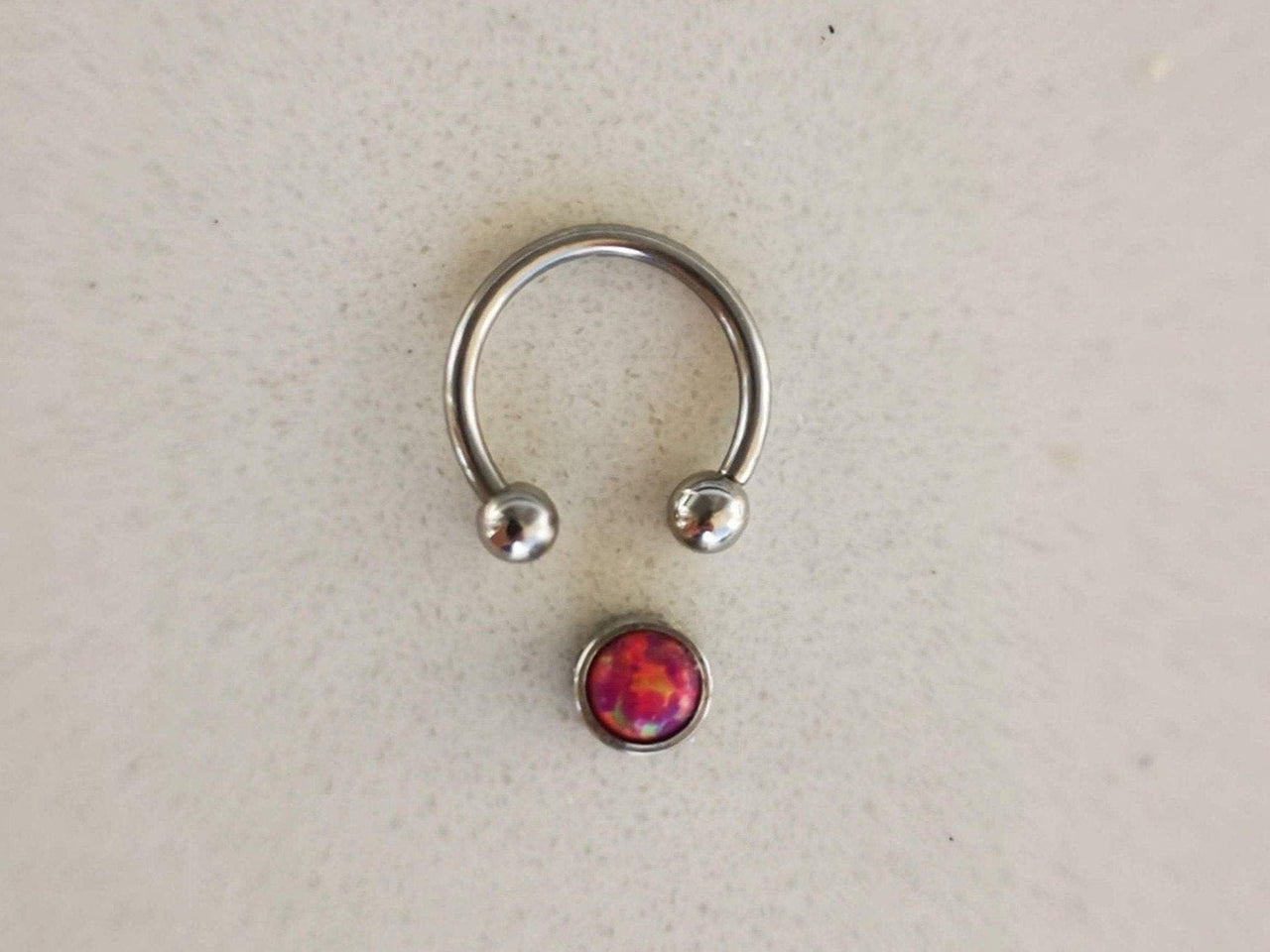 2 in 1 Silver Captive Bead Ring with Pink Opal