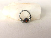 Thumbnail for 2 in 1 Silver Captive Bead Ring with Black Opal