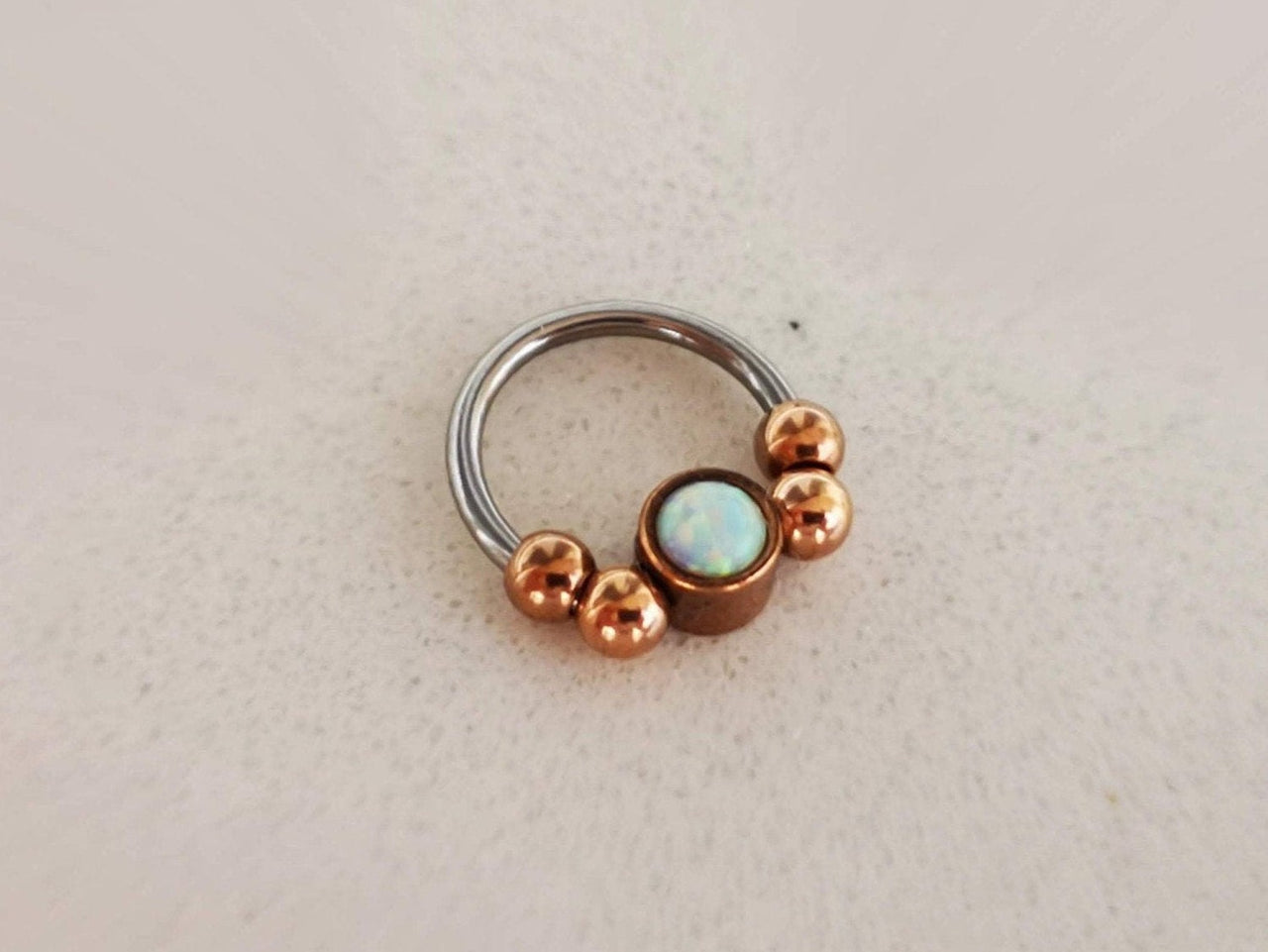 2 in 1 Captive Bead Ring with White Opal