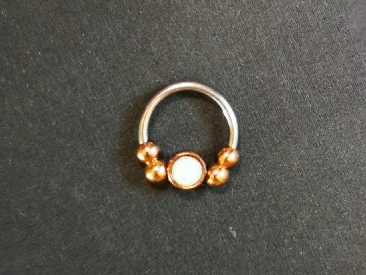 2 in 1 Captive Bead Ring with White Opal