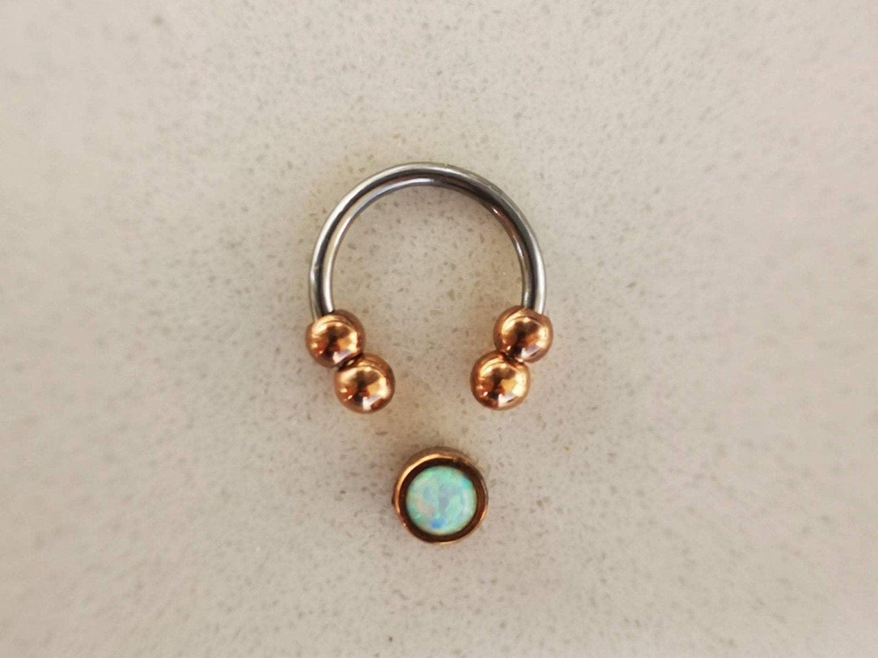 2 in 1 Captive Bead Ring with White Opal