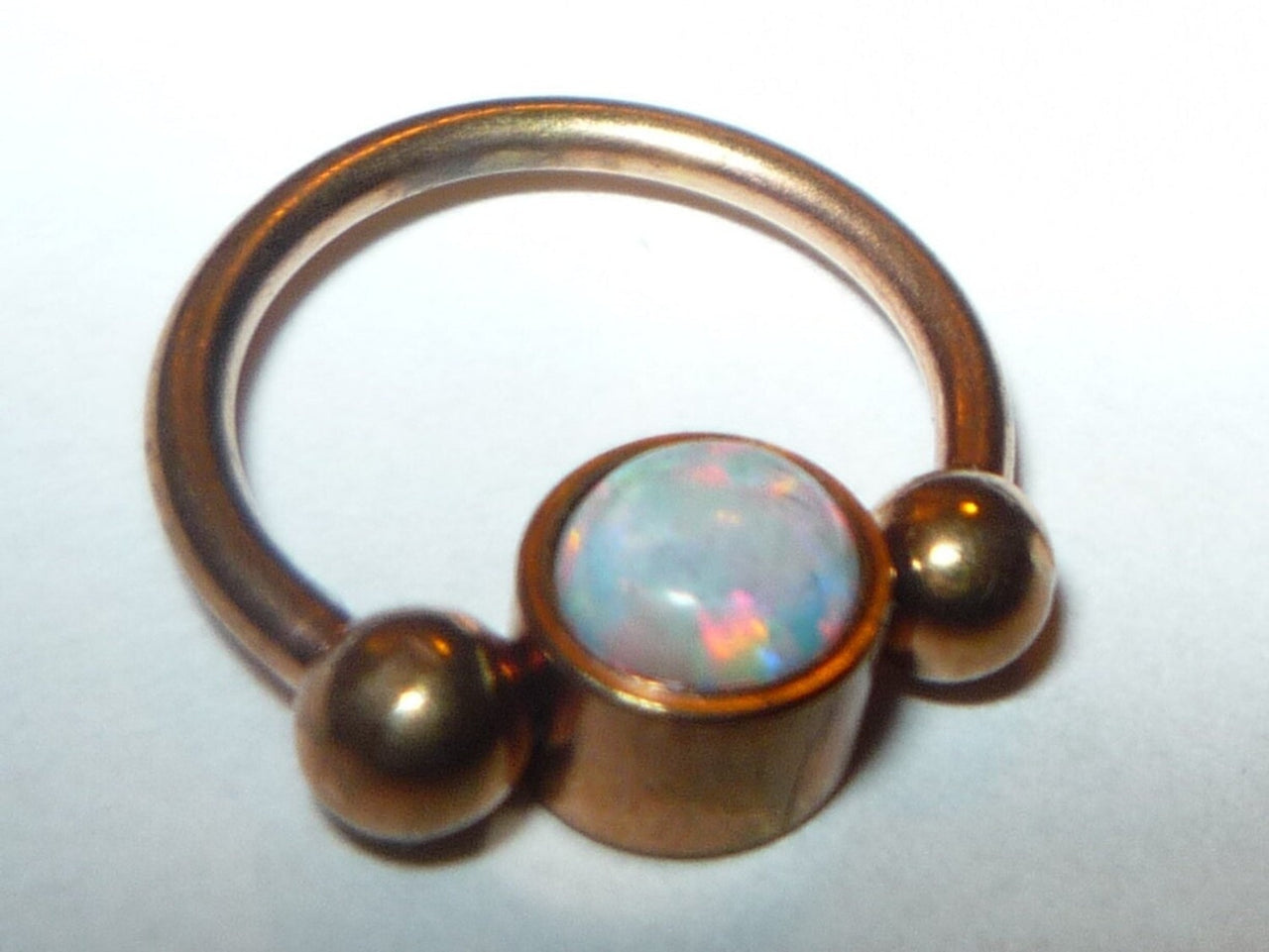 2 in 1 Rose Gold Captive Bead Ring with White Opal