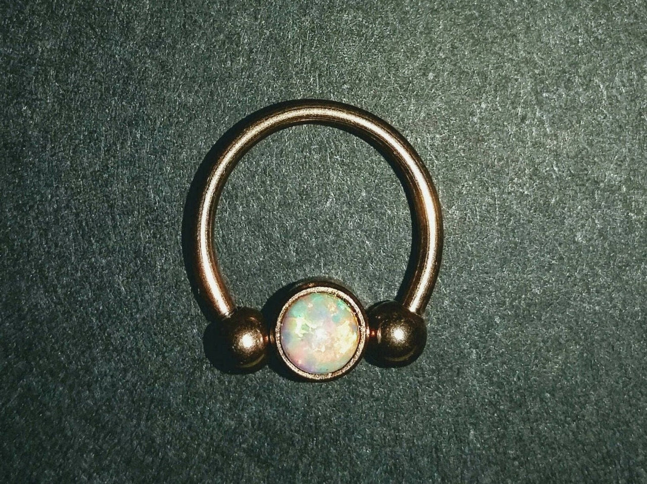 2 in 1 Rose Gold Captive Bead Ring with White Opal