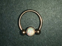 Thumbnail for 2 in 1 Rose Gold Captive Bead Ring with White Opal