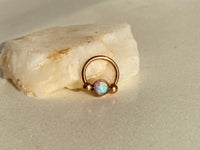 Thumbnail for 2 in 1 Rose Gold Captive Bead Ring with White Opal